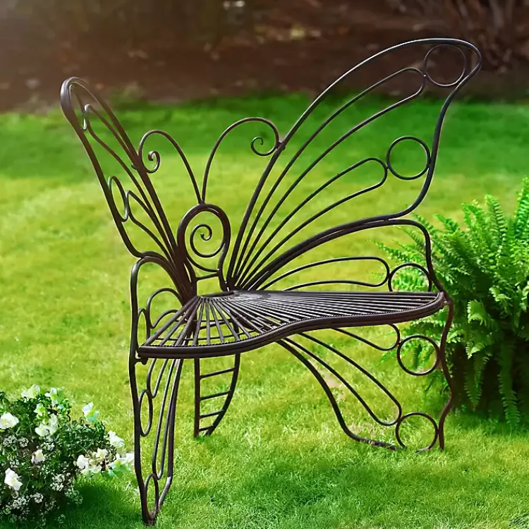 Outdoor Seating-Kirklands Home Butterfly Metal Patio Chair Black