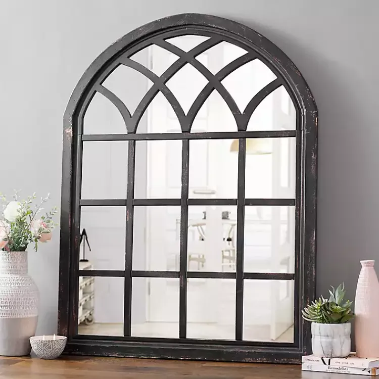 Decorative Mirrors-Kirklands Home Sadie Arch Wall Mirror Black