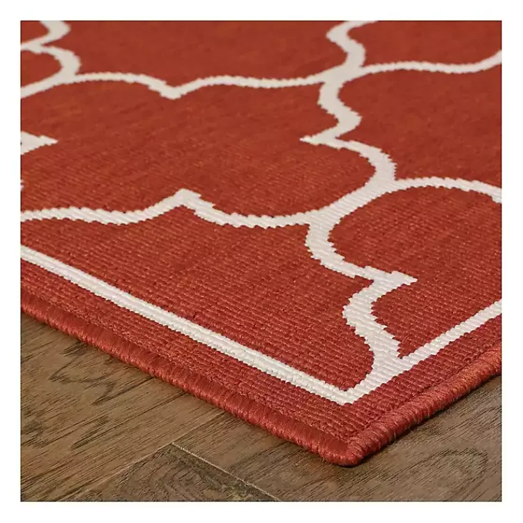 Outdoor Rugs-Kirklands Home Quatrefoil Jenn Outdoor Rug, 5x7 Red