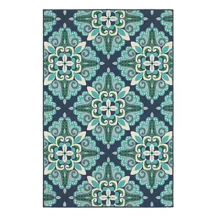 Outdoor Rugs-Kirklands Home Floral Medallion Jenn Outdoor Rug, 5x7