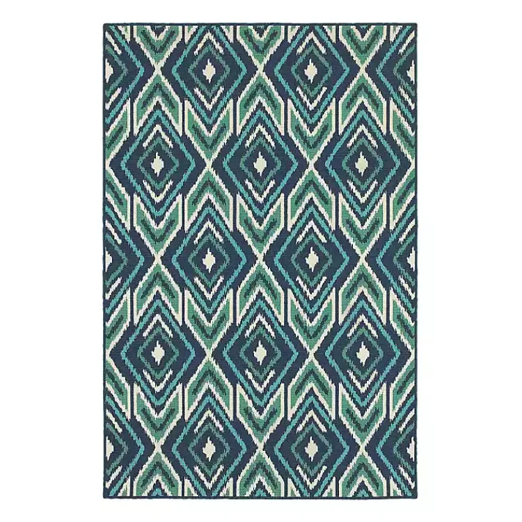 Outdoor Rugs-Kirklands Home Ikat Diamonds Jenn Outdoor Rug, 6x9