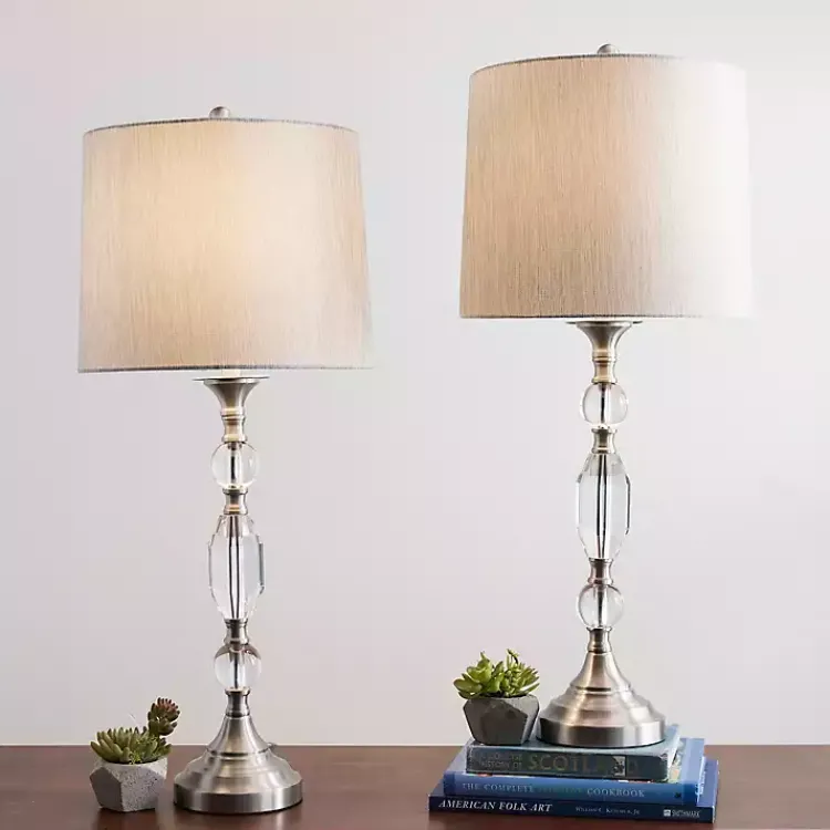 Table Lamps-Kirklands Home Silver Crystal Table Lamp, Set of 2 White