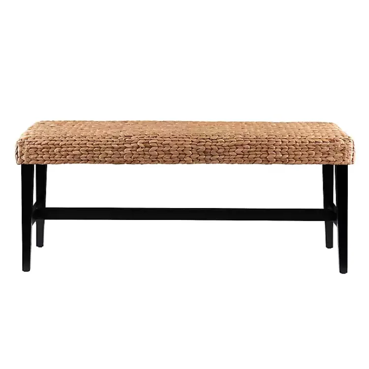 Benches & Ottomans-Kirklands Home Natural Blanchard Water Hyacinth Bench Tan