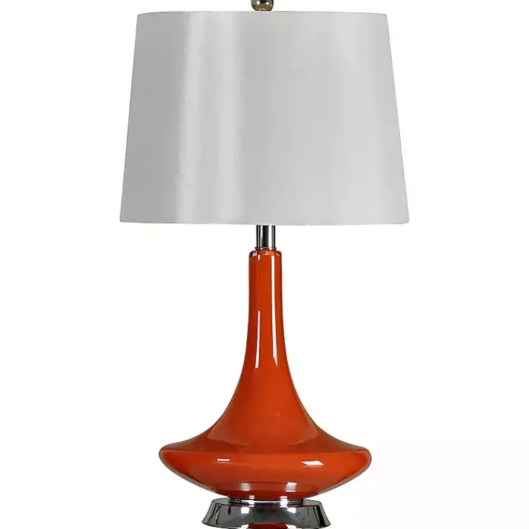Table Lamps-Kirklands Home Orange Retro Glass Table Lamp White