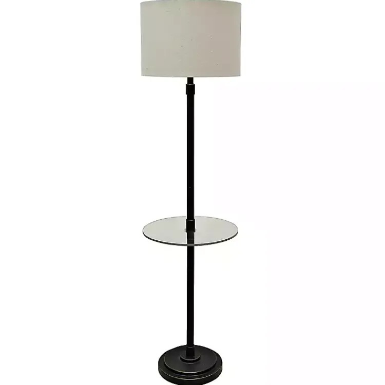 Floor Lamps-Kirklands Home Bronze Madison Tray Table Floor Lamp Ivory