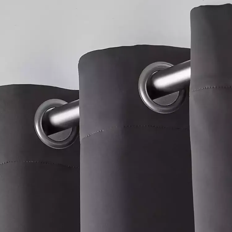 Curtains & Drapes-Kirklands Home Charcoal Sateen Curtain Panel Set, 96 in. Gray