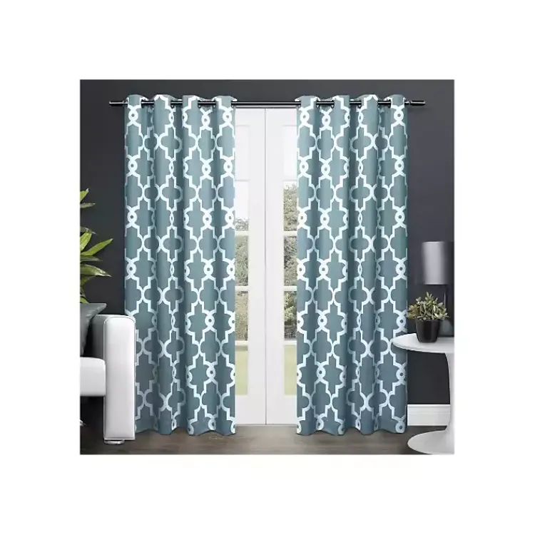 Curtains & Drapes-Kirklands Home Teal Maxwell Blackout Curtain Panel Set, 96 in. Blue