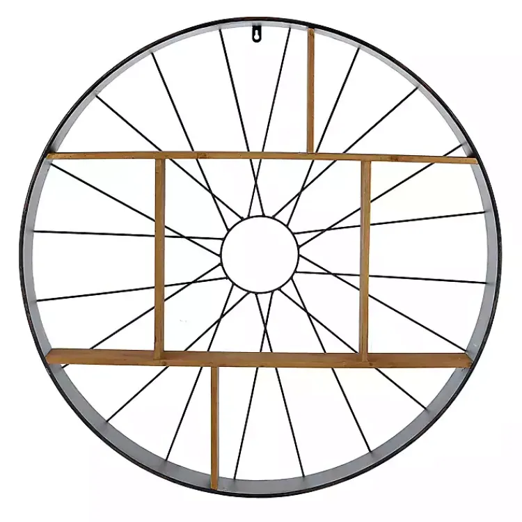 Shelves-Kirklands Home Wood and Iron Bicycle Wheel Shelf