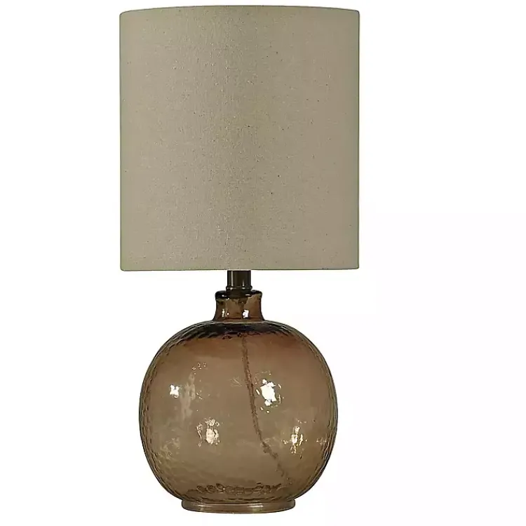 Table Lamps-Kirklands Home Amber Spanish Glass Ball Mini Table Lamp Tan