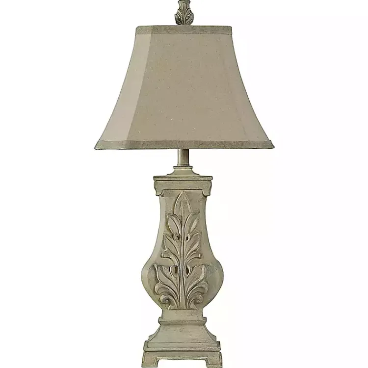 Table Lamps-Kirklands Home Hand Carved Bokava Table Lamp Gray