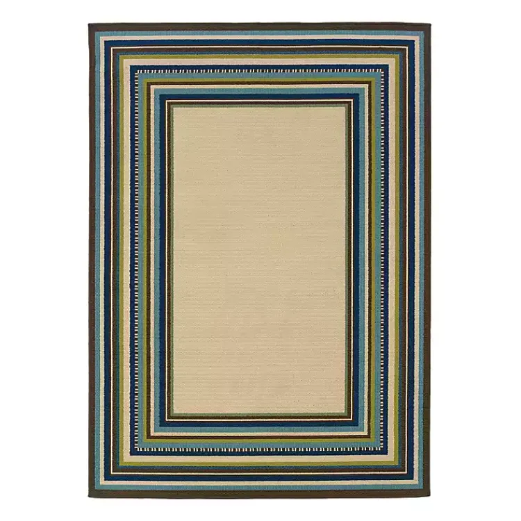 Area Rugs-Kirklands Home Blue Bordered Capetown Area Rug, 5x7
