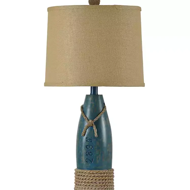Table Lamps-Kirklands Home Coastal Sea Blue Table Lamp Tan