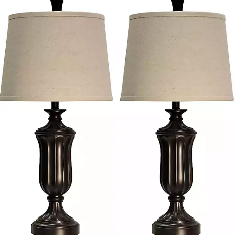 Table Lamps-Kirklands Home Madison Bronze Table Lamps, Set of 2 Tan