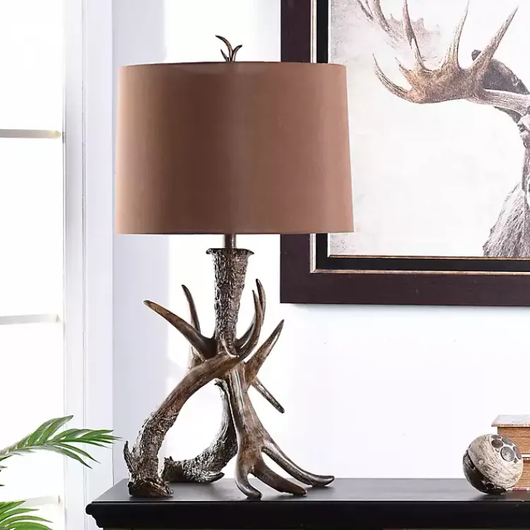 Table Lamps-Kirklands Home Faux Antler Table Lamp Brown