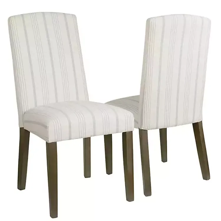 Dining Chairs-Kirklands Home Dove Gray Stripe Parsons Chairs, Set of 2
