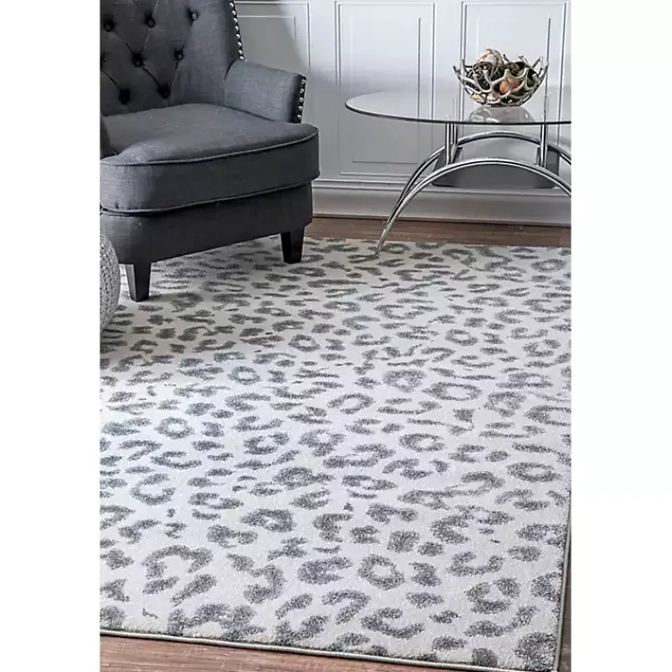 Area Rugs-Kirklands Home Leopard Print Area Rug, 5x7 Gray