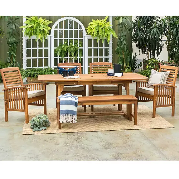 Outdoor Sets-Kirklands Home Acacia Wood Outdoor 6-pc. Dining Set Tan