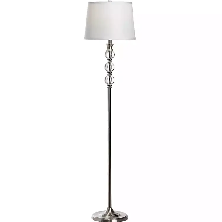 Floor Lamps-Kirklands Home Crystal and Silver Metal Floor Lamp White