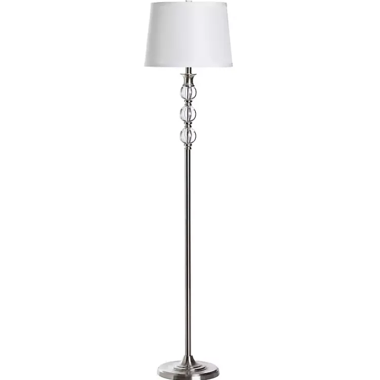 Floor Lamps-Kirklands Home Crystal and Silver Metal Floor Lamp White