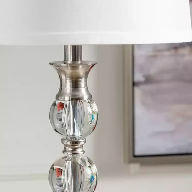 Floor Lamps-Kirklands Home Crystal and Silver Metal Floor Lamp White