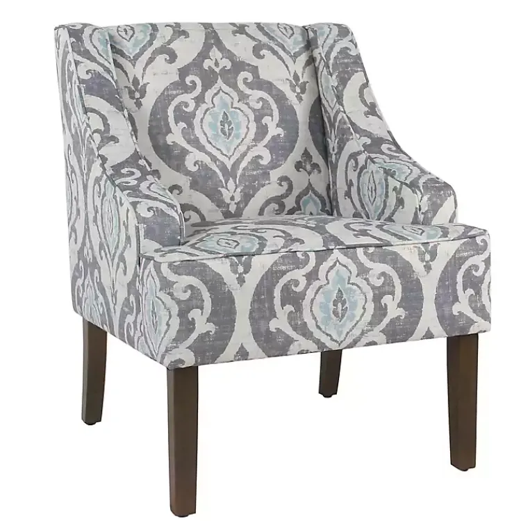 Accent Chairs-Kirklands Home Suri Blue Swoop Accent Chair