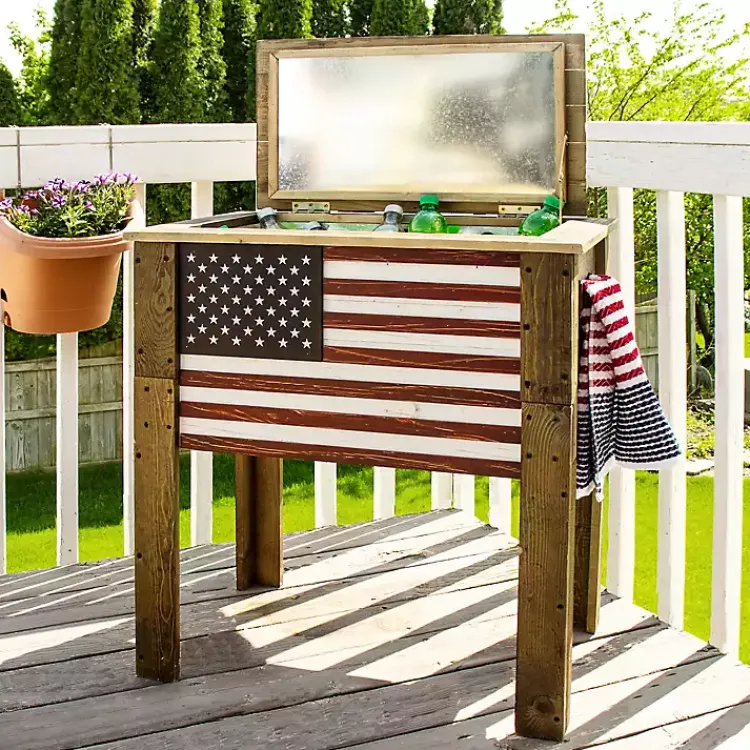 Outdoor Dining-Kirklands Home American Flag Cooler Multi