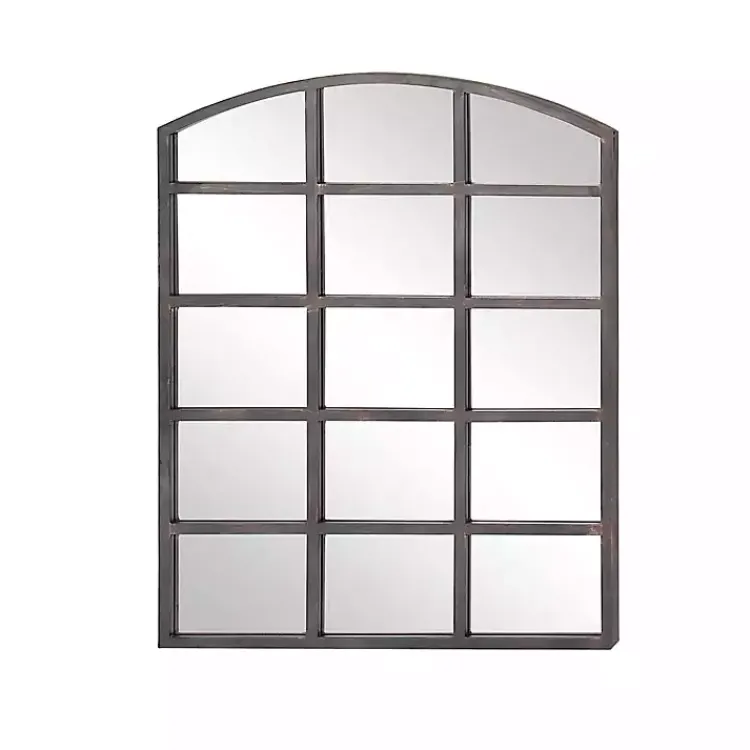 Decorative Mirrors-Kirklands Home Arched Windowpane Wall Mirror Gray
