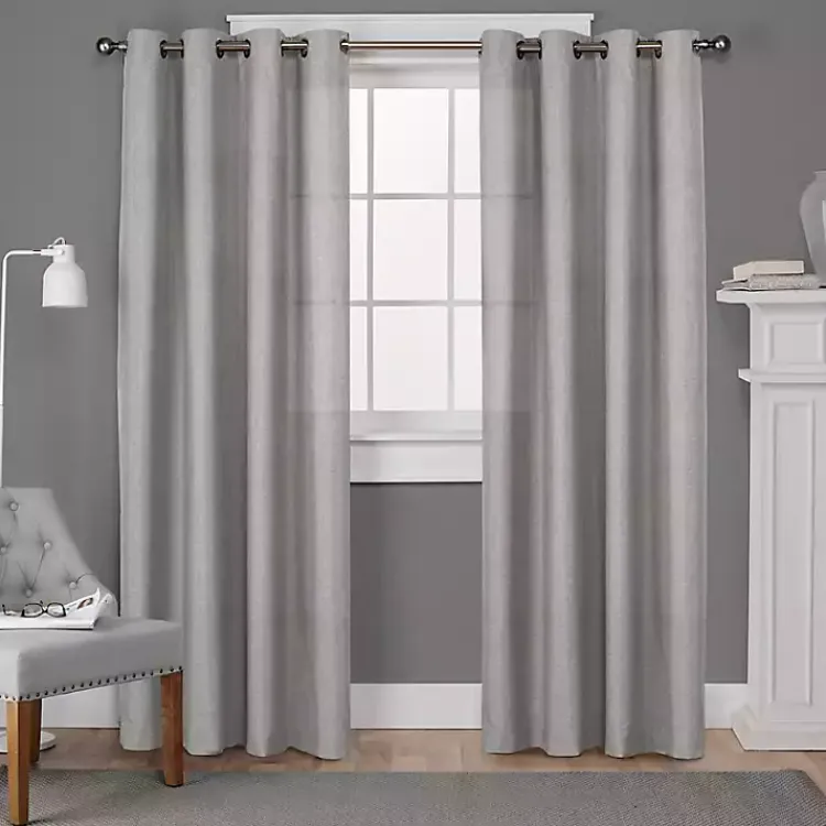 Curtains & Drapes-Kirklands Home Light Lila Curtain Panel Set, 84 in. Gray