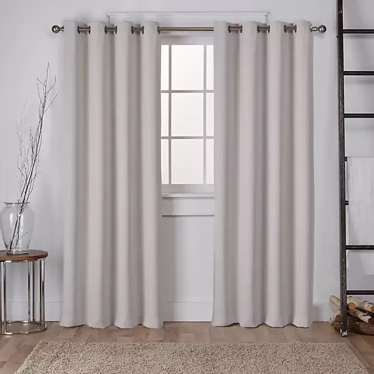 Curtains & Drapes-Kirklands Home Twill Blackout Curtain Panel Set, 84 in. Silver