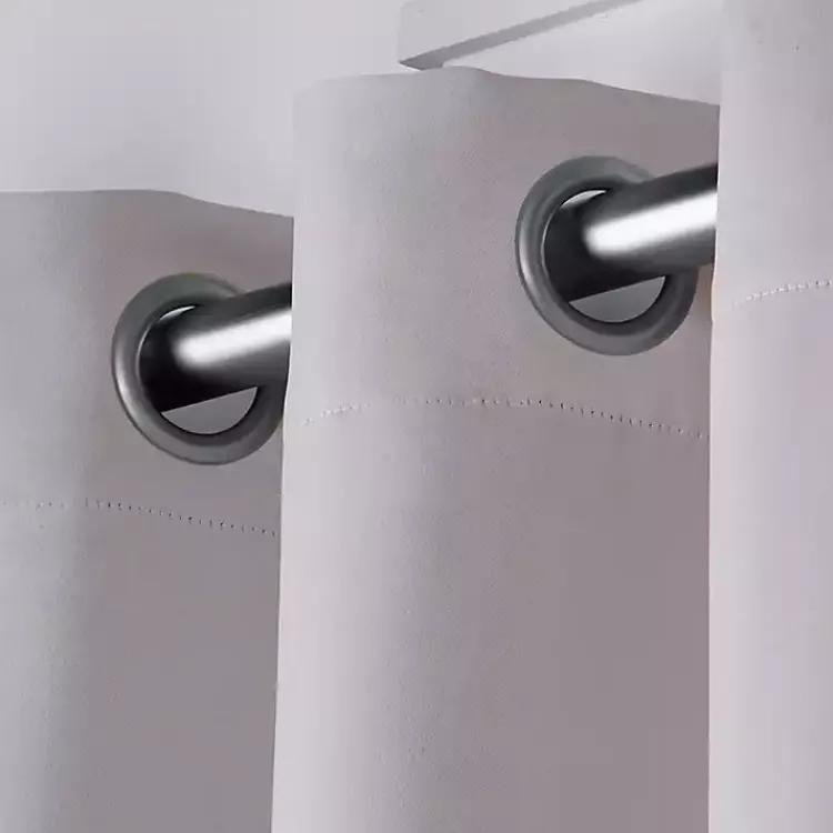 Curtains & Drapes-Kirklands Home Twill Blackout Curtain Panel Set, 84 in. Silver