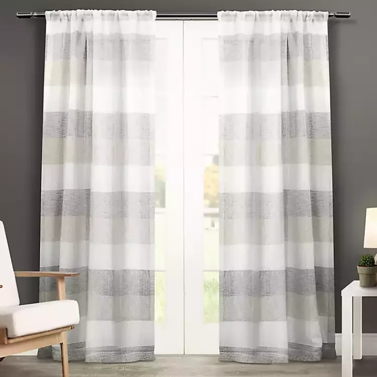 Curtains & Drapes-Kirklands Home Gray Becky Curtain Panel Set, 108 in.