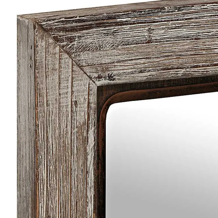 Decorative Mirrors-Kirklands Home White Distressed Panel Wall Mirror