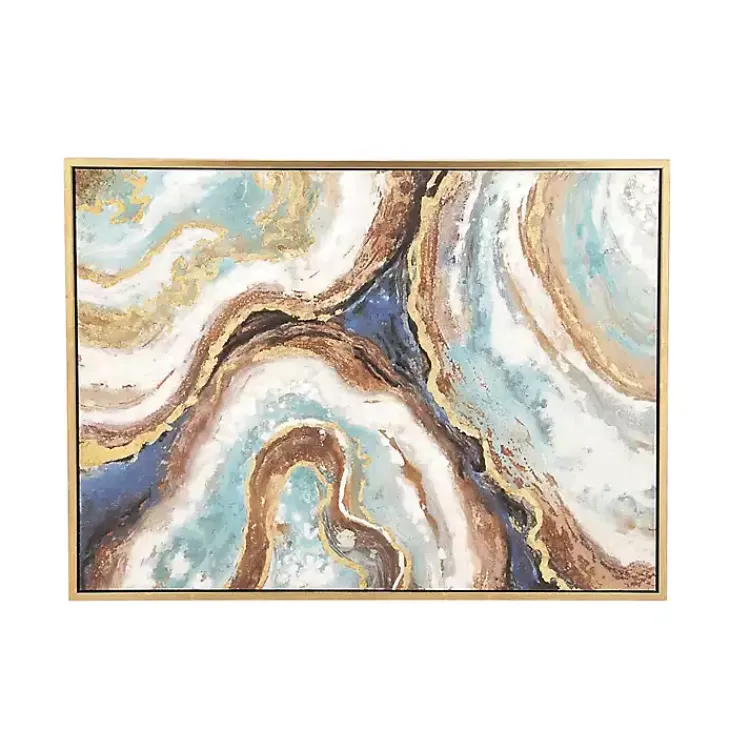 Canvas Art-Kirklands Home Blue Marbling Agate Framed Canvas Art Print