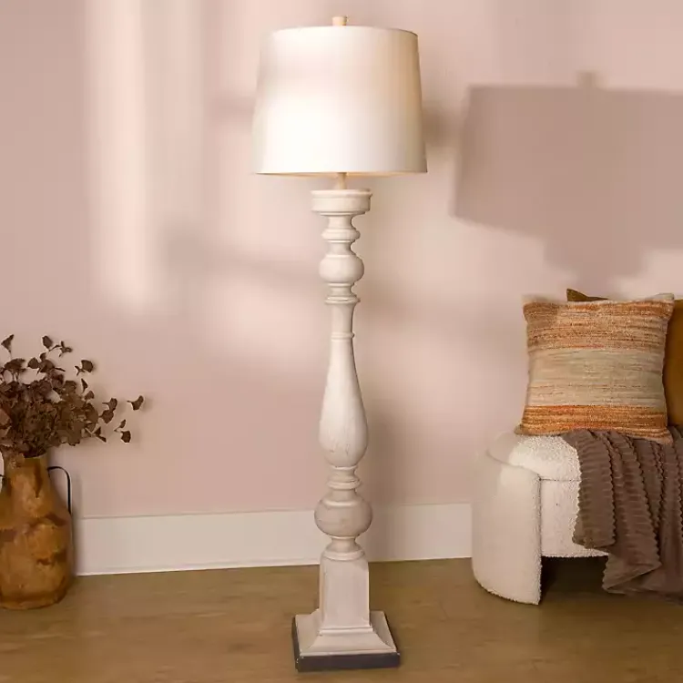 Floor Lamps-Kirklands Home Prussia White Floor Lamp Ivory