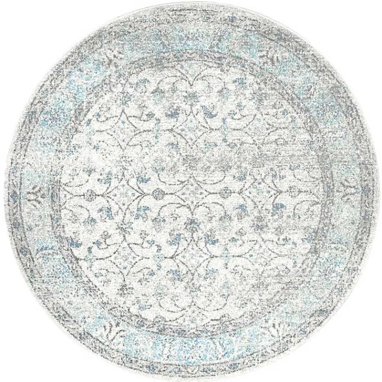 Area Rugs-Kirklands Home Aqua Rio Round Area Rug, 5 ft.