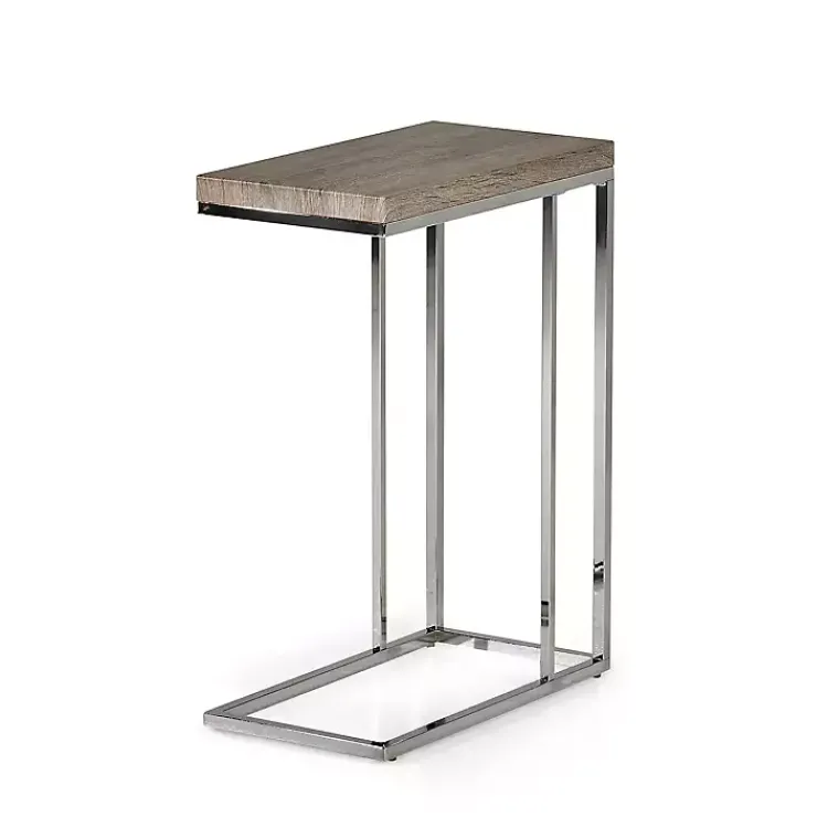 Accent & End Tables-Kirklands Home Lucia Chrome Chairside Table Gray