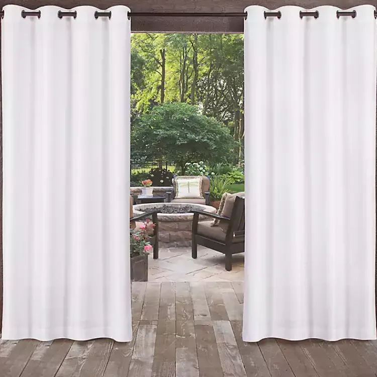 Outdoor Curtains-Kirklands Home Winter Biscayne Curtain Panel Set, 96 in. White