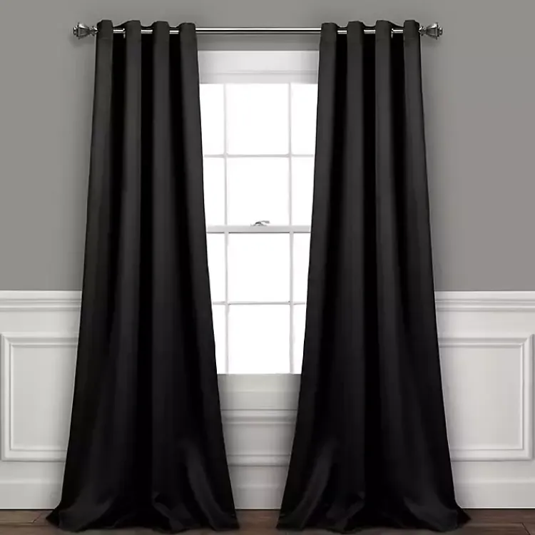 Curtains & Drapes-Kirklands Home out Curtain Panel Set, 84 in. Black
