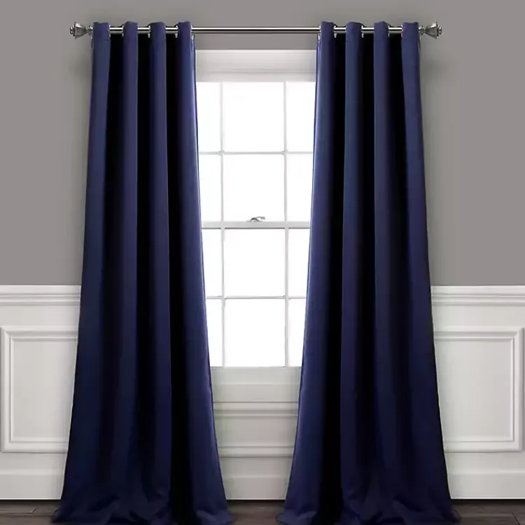 Curtains & Drapes-Kirklands Home Navy Blackout Curtain Panel Set, 95 in. Blue