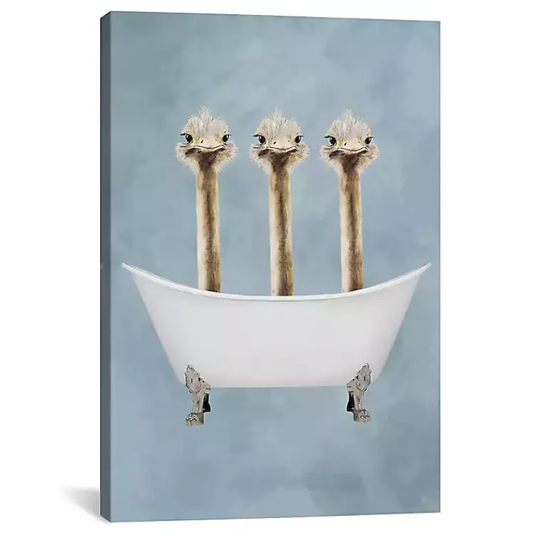 Canvas Art-Kirklands Home Ostriches in Bathtub Canvas Art Print Multi