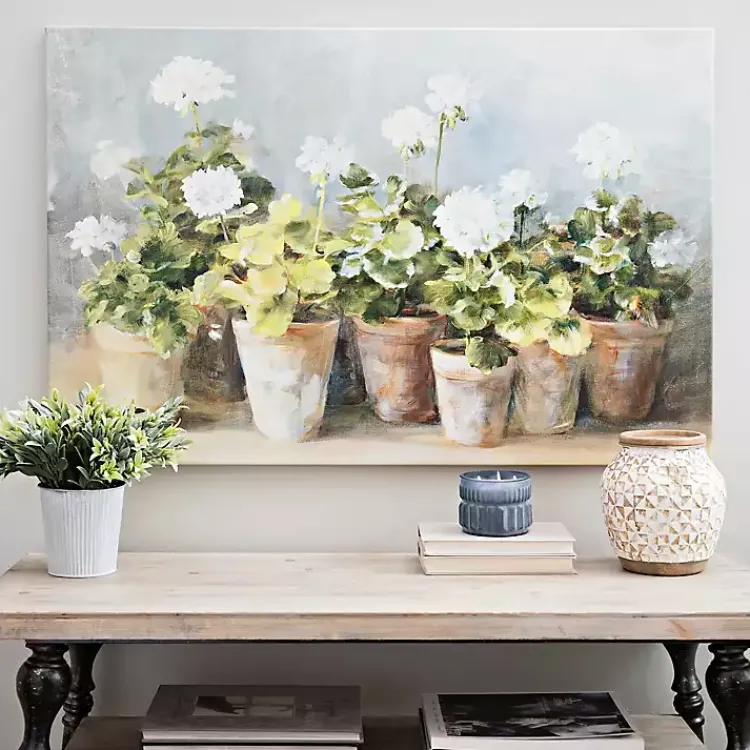 Canvas Art-Kirklands Home White Geraniums Canvas Art Print, 40x26 in.