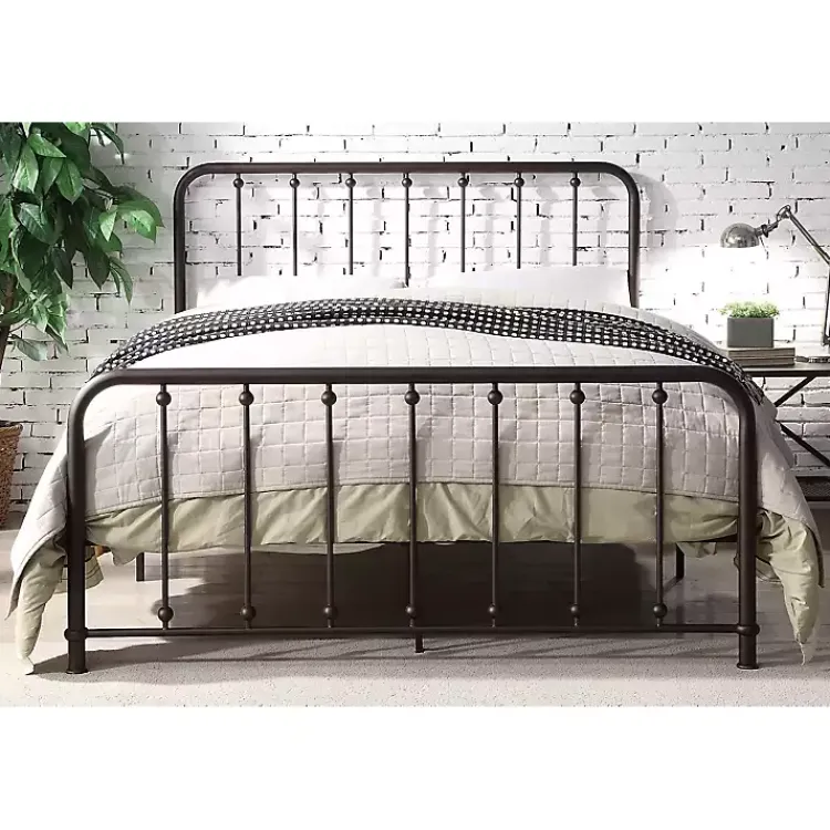 Beds & Headboards-Kirklands Home Metal Slat Bronze Queen Platform Bed Brown