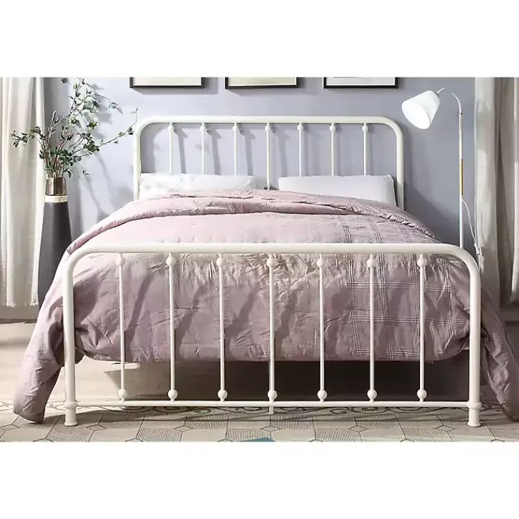 Beds & Headboards-Kirklands Home Metal Slat Full Platform Bed White