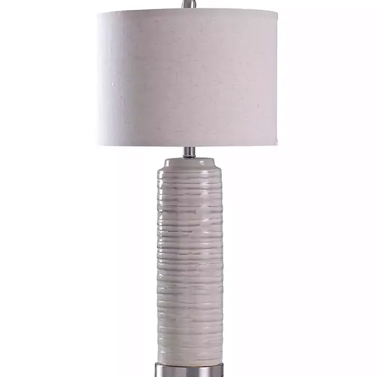 Table Lamps-Kirklands Home Cream Ringed Ceramic Table Lamp White