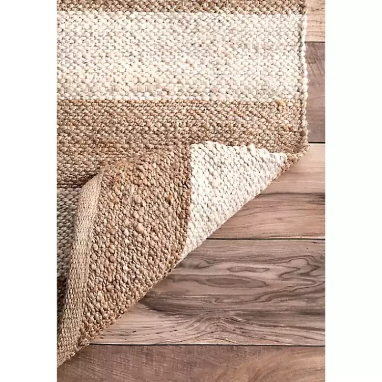 Area Rugs-Kirklands Home White Stripe Jute Area Rug, 5x8