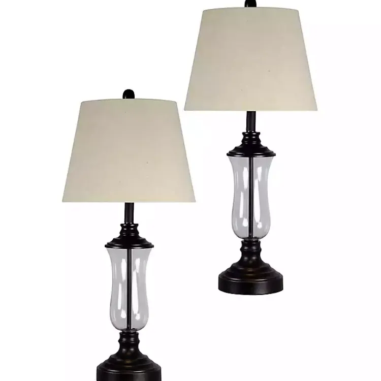 Table Lamps-Kirklands Home Bronze Glass Table Lamps, Set of 2 White