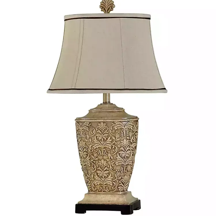 Table Lamps-Kirklands Home Traditional Carved Cream Finish Table Lamp White