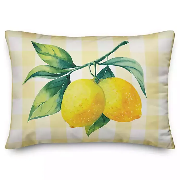 Outdoor Cushions & Pillows-Kirklands Home Buffalo Check Lemon Outdoor Pillow Yellow