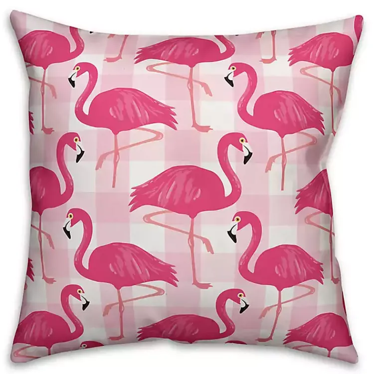Outdoor Cushions & Pillows-Kirklands Home Pink Buffalo Check Flamingo Outdoor Pillow