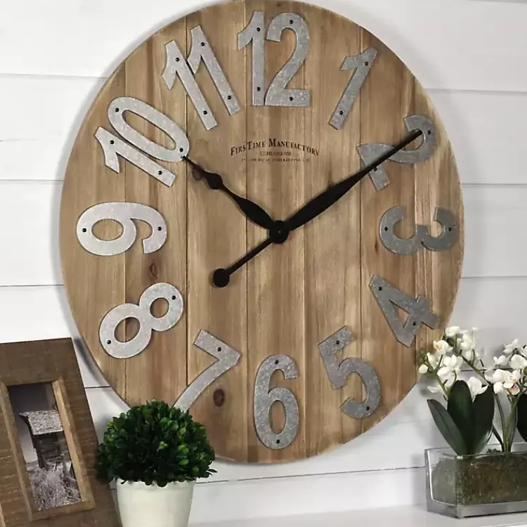 Clocks-Kirklands Home Slat Wood Wall Clock Brown